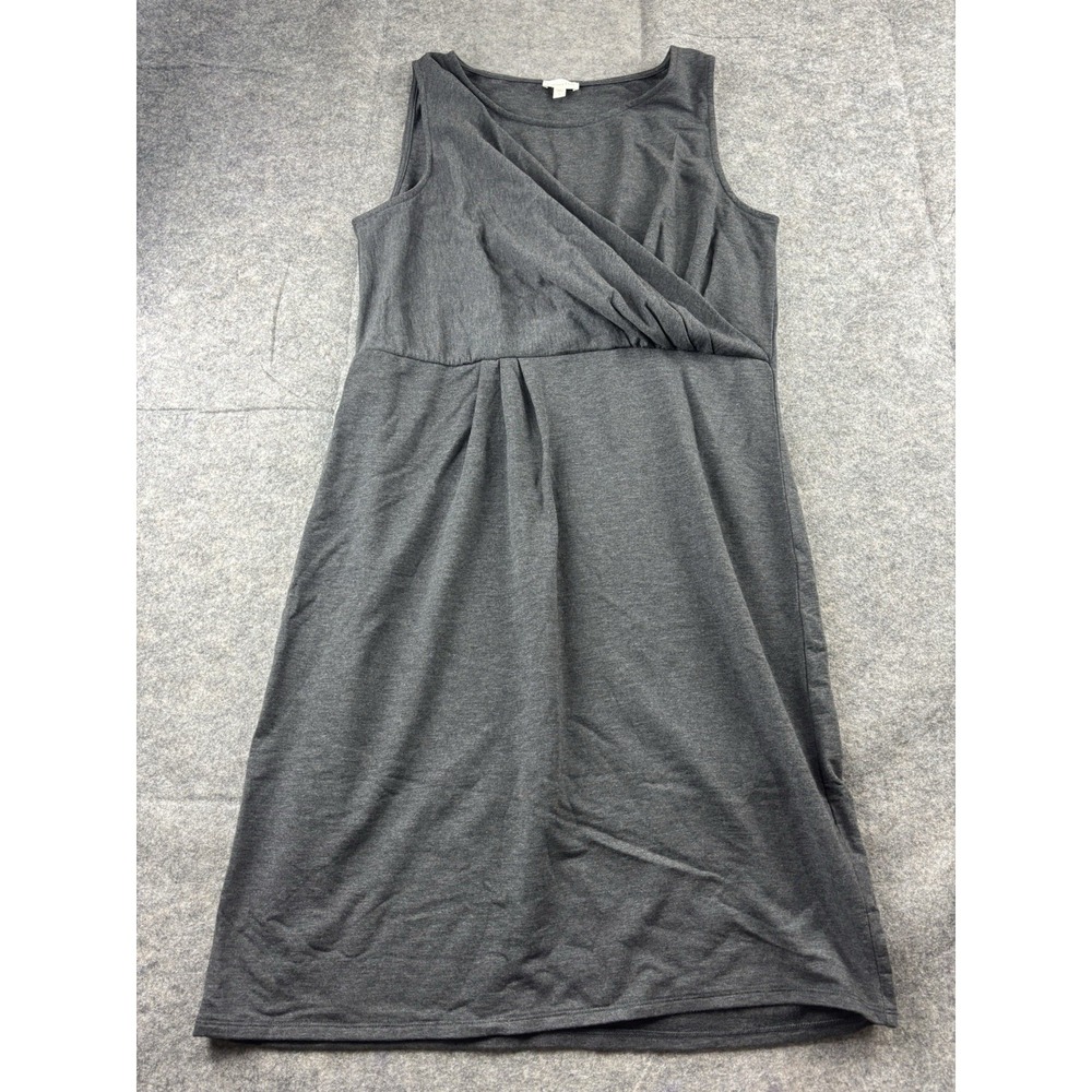 Garnett Hill Dress Women's L Gray Tank Dress Ruched Knit Tencel Casual Basic